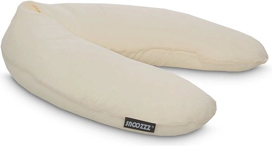 Snoozzz Voedingskussen Zijslaapkussen Lichaamskussen Premium kwaliteit - 185 cm - microparel vulling - luxe draagtas - 100% hydrofiel katoen - Champagne van SNOO