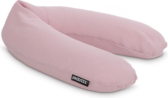 Snoozzz Voedingskussen Zwangerschapskussen Zijslaapkussen Premium kwaliteit - 185 cm - microparel vulling - luxe draagtas - 100% hydrofiel katoen - Oud Roze van SNOO