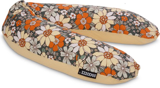 Snoozzz Voedingskussen Zwangerschapskussen Zijslaapkussen Premium kwaliteit - 185 cm - microparel vulling - luxe draagtas - 100% hydrofiel katoen - Sunflower van SNOO