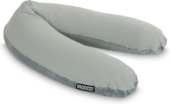 Snoozzz Voedingskussen Zwangerschapskussen Zijslaapkussen Premium kwaliteit - 185 cm - microparel vulling - luxe draagtas - Afneembare hoes van zachte teddy met katoen - Teddy Stone van SNOO