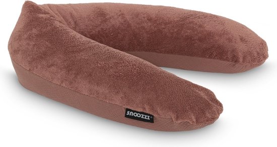 Snoozzz Voedingskussen Zwangerschapskussen Zijslaapkussen Premium kwaliteit - 185 cm - microparel vulling - luxe draagtas - zachte teddy met katoen - Teddy Chestnut van SNOO