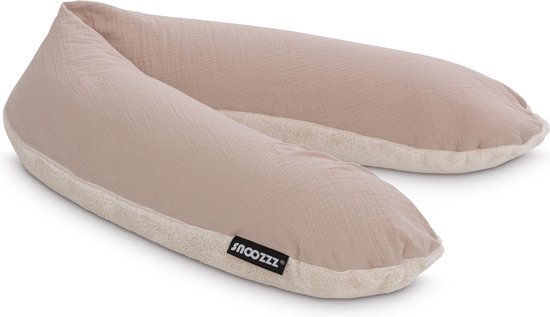 Snoozzz Voedingskussen Zwangerschapskussen Zijslaapkussen Premium kwaliteit - 185 cm - microparel vulling - luxe draagtas - Zachte teddy met katoen - Teddy Sand van SNOO