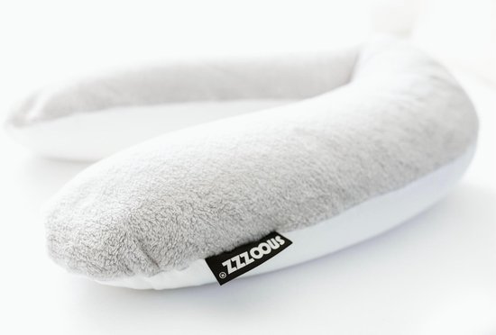 Snoozzz Voedingskussen Zwangerschapskussen Zijslaapkussen Premium kwaliteit - 185 cm - microparel vulling - luxe draagtas - Zachte teddy - Teddy Wit Grijs van SNOO