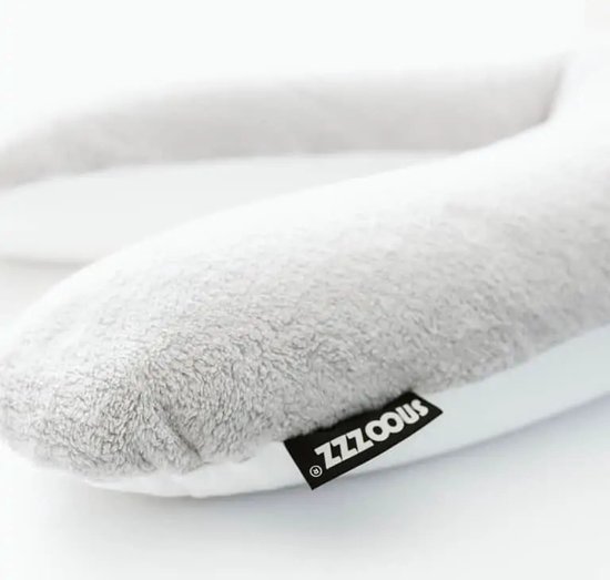 Snoozzz Voedingskussenhoes - Hoes voor voedingskussen zwangerschapskussen - zachte Teddy met katoen - 185 cm - Teddy grijs wit van SNOO