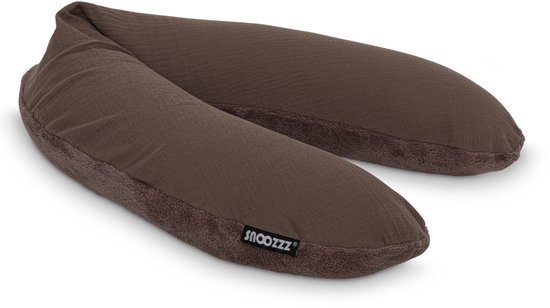 Snoozzz Zwangerschapskussen Zijslaapkussen Lichaamskussen - 185 cm - microparel vulling- luxe draagtas - wasbare hoes - Teddy Espresso van Merkloos