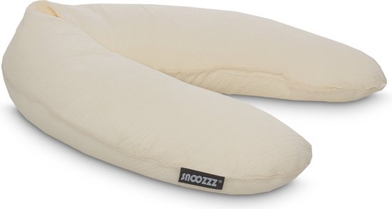 Snoozzz Zwangerschapskussen Zijslaapkussen Lichaamskussen Premium kwaliteit - 185 cm - microparel vulling - luxe draagtas - 100% hydrofiel katoen - Champagne van SNOO