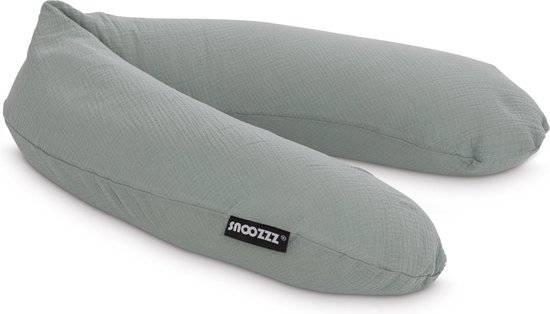 Snoozzz Zwangerschapskussen Zijslaapkussen Lichaamskussen Premium kwaliteit - 185 cm - microparel vulling- luxe draagtas - afneembare hoes van Hydrofiel katoen - Stone van SNOO