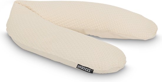 Snoozzz Zwangerschapskussen Zijslaapkussen Lichaamskussen Premium kwaliteit - 185 cm - microparel vulling - luxe draagtas - Wafel Champagne van SNOO