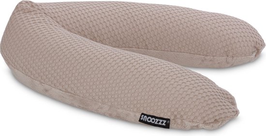 Snoozzz Zwangerschapskussen Zijslaapkussen Lichaamskussen Premium kwaliteit - 185 cm - microparel vulling - luxe draagtas - Zachte teddy met katoen en wafel - Wafel Teddy Sand van SNOO