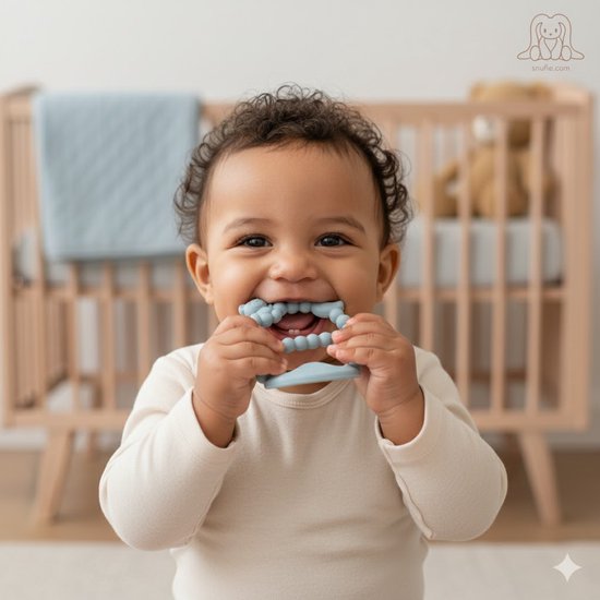 Snufie | GALAXY Soft Silicone Teether Bijtring | BabyBlue van Merkloos
