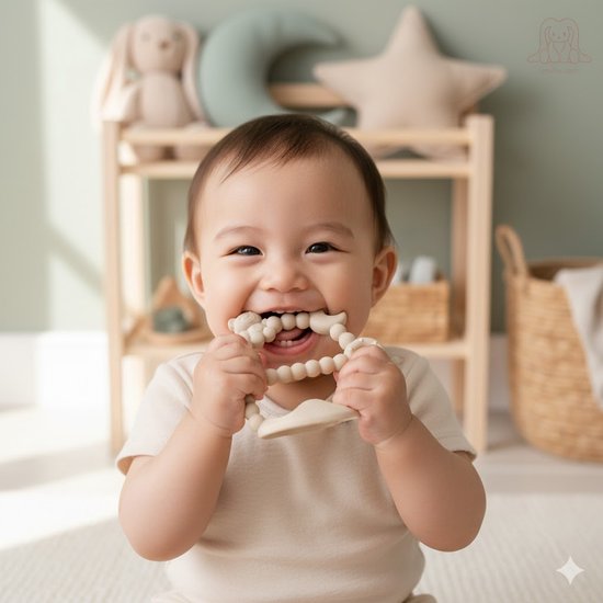 Snufie | GALAXY Soft Silicone Teether Bijtring | Sand van Merkloos