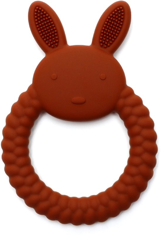 Snufie Konijn Bijtring – 100% Siliconen – Baby Speelgoed – Kraamcadeau – Babyshower Cadeau – BPA-vrij – Vanaf 3 maanden – Cinnamon