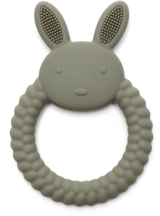 Snufie Konijn Bijtring – 100% Siliconen – Baby Speelgoed – Kraamcadeau – Babyshower Cadeau – BPA-vrij – Vanaf 3 maanden – Salie Groen