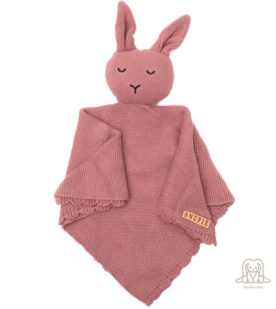 Snufie konijn knuffeldekentje | 100% katoen | Premium babydeken | extra zacht 37x37cm | Basic Knit | Bruin Light Coffee van SNUFIE
