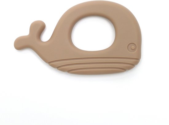 Snufie Walvis Bijtring – 100% Siliconen – Baby Speelgoed – Kraamcadeau – Babyshower Cadeau – BPA-vrij – Vanaf 3 maanden – Khaki
