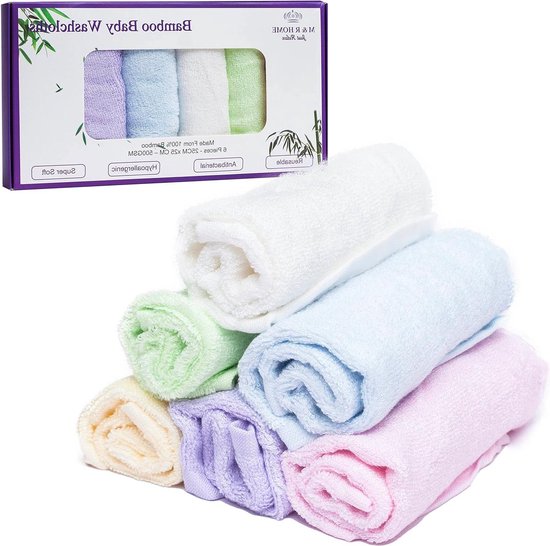 Soft Bamboo Washcloths Pack 9 Multicoloured - Absorbent & Reusable Face Cloth Gift Set - Newborns Kids Adults Bath Supplies hydrofiele washandjes van Little Bamboo