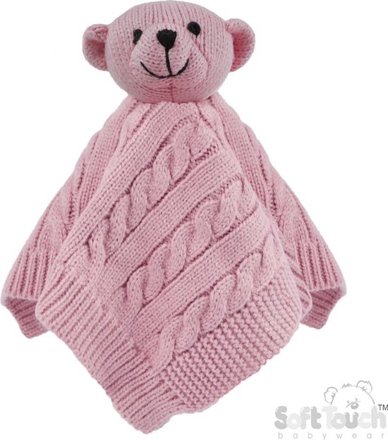 Soft Touch ACO12 Knuffeldoekje Dusty Pink Elegance Cable knit 30 x30 cm Unisex Polyester van Soft Touch