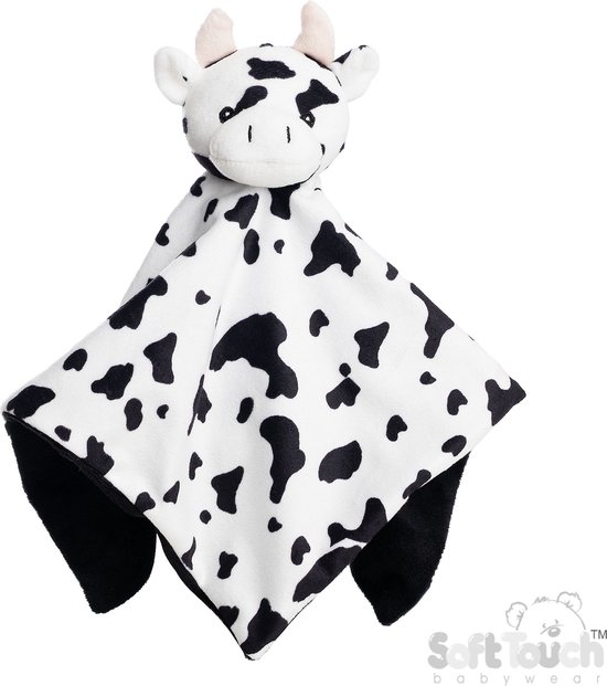 Soft Touch - Knuffeldoekje - Koe - Koetje - 36 Cm - Polyester - Wit met zwarte vlekken van Merkloos