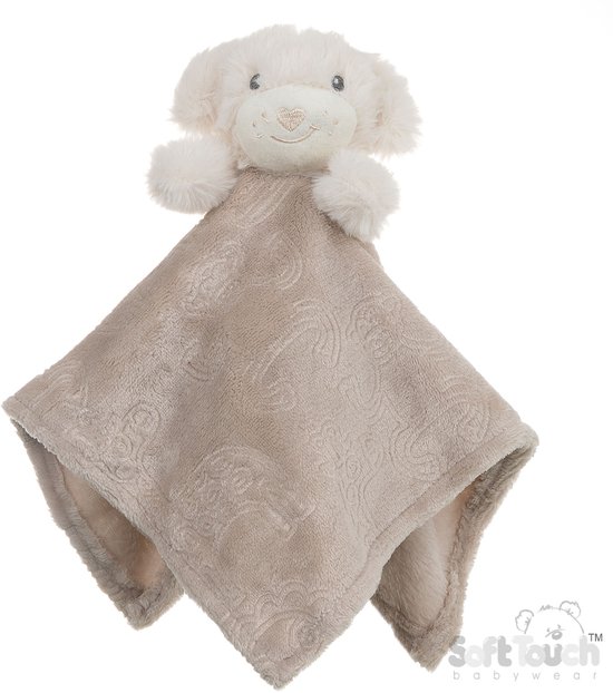 Soft Touch Knuffeldoekje Puppy 36 x36 Cm Off white/bruin van Soft Touch