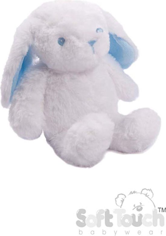 Soft Touch Knuffelkonijn Met Blauwe Oortjes 15 Cm Pluche Wit/blauw van Soft Touch