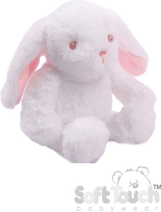 Soft Touch Knuffelkonijn Met Roze Oortjes 15 Cm Pluche Wit/roze van Soft Touch
