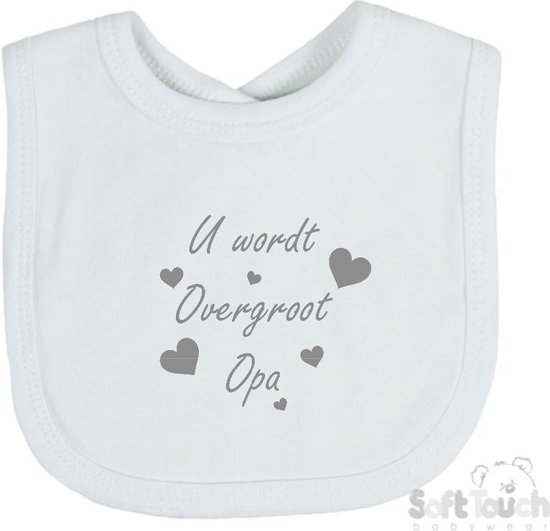 Soft Touch Slabber "U wordt overgroot opa" Unisex Katoen Wit/grijs Maat 33x22 Cm Zwangerschap aankondigen - Bekendmaking zwangerschap - Zwangerschapsaankondiging van Soft Touch