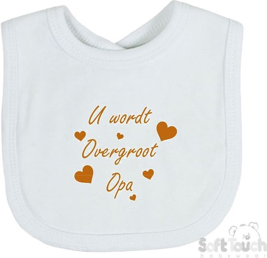 Soft Touch Slabber "U wordt overgroot opa" Unisex Katoen Wit/tan Maat 33x22 Cm Zwangerschap aankondigen - Bekendmaking zwangerschap - Zwangerschapsaankondiging van Soft Touch