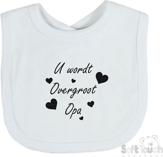 Soft Touch Slabber "U wordt overgroot opa" Unisex Katoen Wit/zwart Maat 33x22 Cm Zwangerschap aankondigen - Bekendmaking zwangerschap - Zwangerschapsaankondiging van Soft Touch
