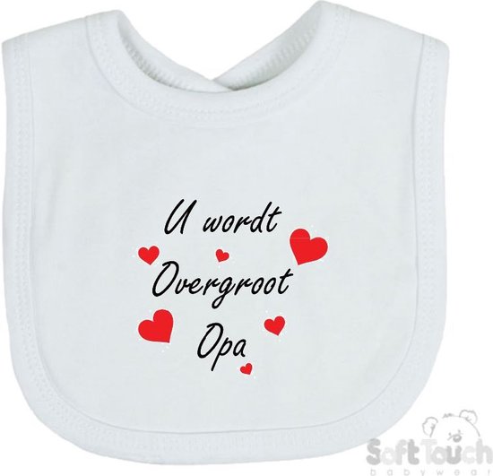 Soft Touch Slabber "U wordt overgroot opa" Unisex Katoen Wit/zwart/rood Maat 33x22 Cm Zwangerschap aankondigen - Bekendmaking zwangerschap - Zwangerschapsaankondiging van Soft Touch