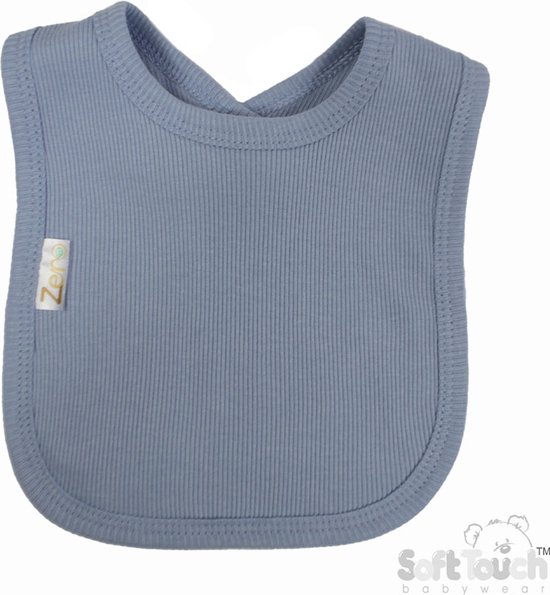 Soft Touch slabbetje Met Fijne Rib Unisex 100% Katoen Kleur Dusty Blue Maat 35 x 20 Cm OEKO-TEX STANDARD 100 van Soft Touch