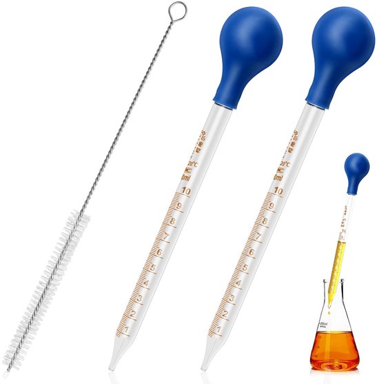 Solidchoice - Set van 2 Glazen Pipetten met Schoonmaakborstels 10ml