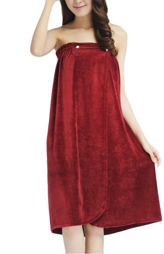 Solidchoice - Vrouwen Badjas van Fluweel - Sauna Kilt Badhanddoek in Rood