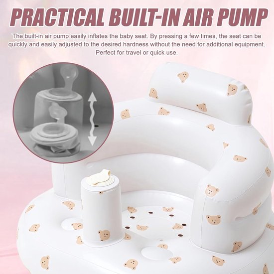 Solvix opblaasbare zetel - Inflatable Baby Seat - PVC - Ondersteuning voor Baby's - Inclusief Ingebouwde Luchtpomp - Voor Kinderen vanaf 3 Maanden