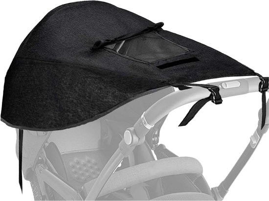 Somstyle Zonnescherm voor Kinderwagen - 59 x 69 CM - Universeel Zonnedoek Wandelwagen - Spatwaterdicht & UV Werend - Buggy UV-Doek - Zwart van Somstyle