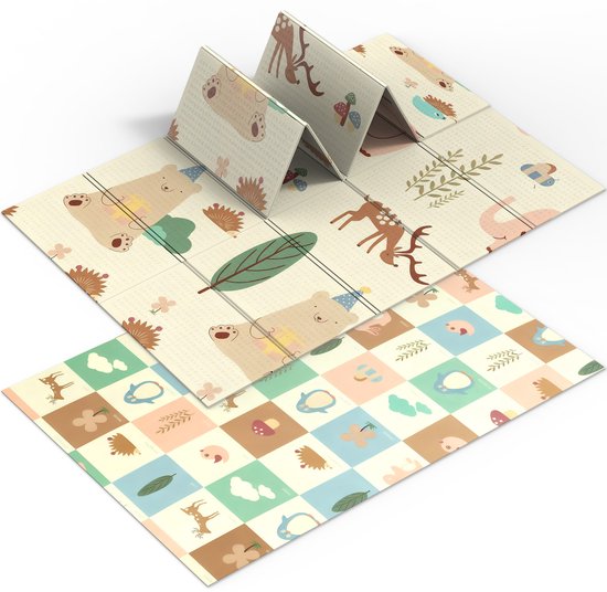 Soontrans - Dubbelzijdige Speelmat - 120x180cm - Dik XPE Foam - Kruipmat Speelkleed - Baby Anti slip - Boxkleed - Multicolor Vloermat - Babygym - BPA-vrij - Dieren van Soontrans
