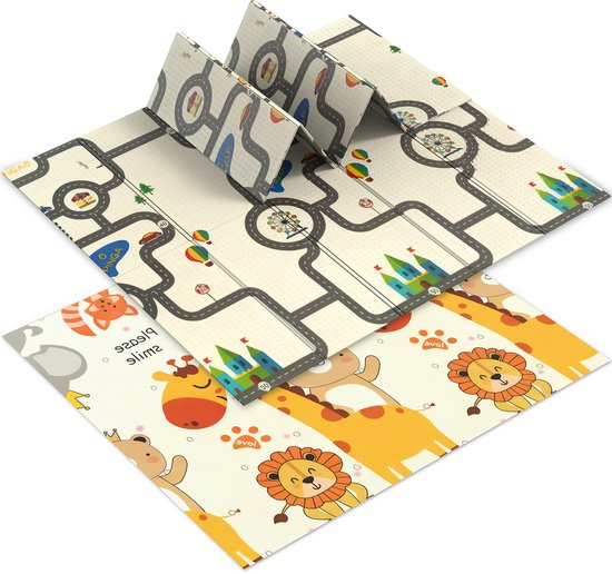 Soontrans - Dubbelzijdige Speelmat - 200x180cm - Dik XPE Foam - Kruipmat Speelkleed - Baby Anti slip - Boxkleed - Multicolor Vloermat - Babygym - BPA-vrij - Giraffe