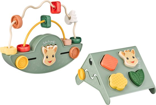 Sophie de giraf baby's eerste speelgoedset - schommelend kralenrek - vormenstoof van Sophie de giraf