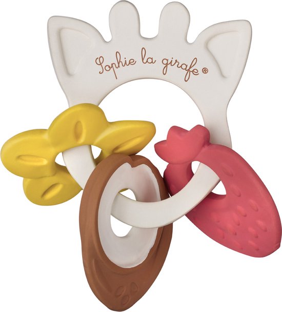 Sophie de giraf Bijtring met geur - 5-Senses Collectie - Bijtspeelgoed - Babyspeelgoed - 3 Geuren - Vanaf 0 maanden - OK-Biobased - In witte geschenkdoos van Sophie de Giraf.