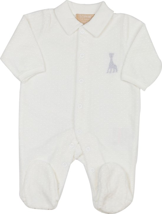Sophie de Giraf - boxpakje - met kraagje - velours - jacquard - gebroken wit - 3 Maanden - 60cm van Merkloos