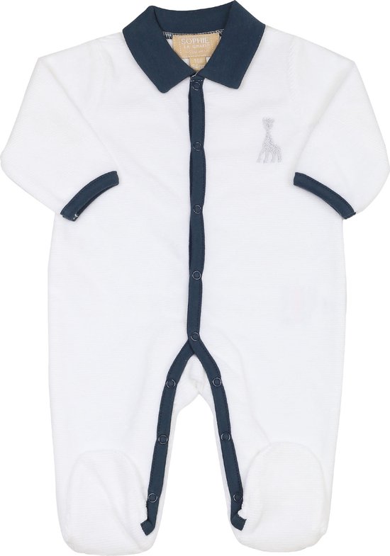Sophie de giraf boxpakje velours baby rib wit met blauw kraagje 3 Maanden - 60cm van Merkloos