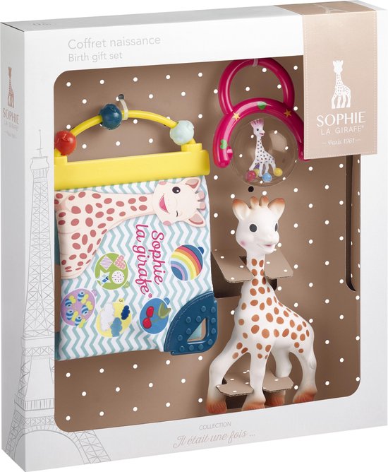 Sophie de giraf Cadeauset - Geboorte geschenkset - Kraamcadeau - Babyshower cadeau - Sophie de giraf poppetje, Rammelaar & Ontdekboekje - Vanaf 0 maanden - In wit geschenkdoosje - 3-Delig van Sophie de Giraf.