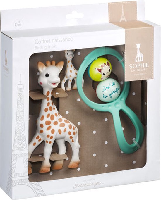 Sophie de giraf Cadeauset - Geboorte geschenkset - Kraamcadeau - Babyshower cadeau - Sophie de giraf poppetje, sleutelhanger & Rammelaar - Vanaf 3 maanden - 3-Delig van Sophie de Giraf.