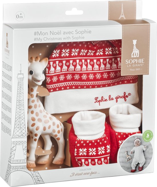 Sophie de giraf Cadeauset "Mijn Kerst met Sophie"- Kraamcadeau - Babyshower cadeau - Sophie de giraf poppetje, kerstmuts & slofjes - Vanaf 0 maanden - 3-Delig van Sophie de giraf