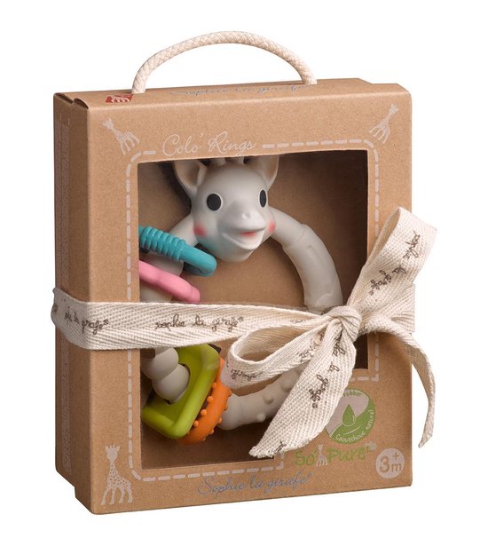 Sophie de giraf Colo'rings - Bijtring - Babyspeelgoed - Kraamcadeau - Babyshower cadeau - 100% natuurlijk rubber - In gerecyled geschenkdoosje met organic katoenen strikje - Vanaf 0 maanden van Sophie de giraf