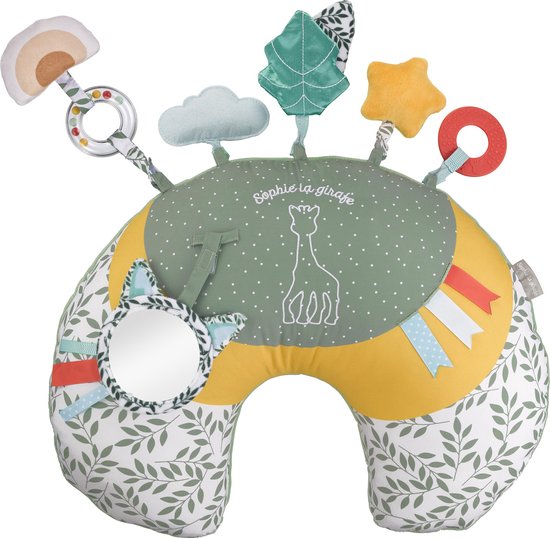 Sophie de giraf Cosy Play Speelkussen - Tummy time - Activiteitenkussen - Baby speelgoed - Kraamcadeau - Babyshower cadeau - Vanaf 0 maanden - 45 x 13 x 35 cm - Groen/Geel/Wit van Sophie de Giraf.
