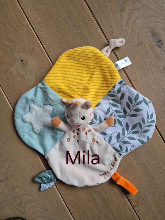 Sophie de giraf knuffeldoekje met geborduurde naam/Sophie de giraf gepersonaliseerd van Merkloos