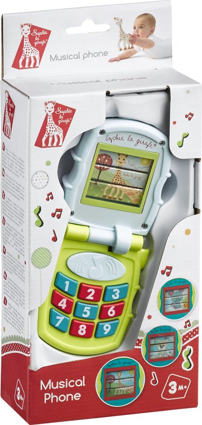 Sophie de giraf Muziek Telefoon - Speelgoedtelefoon - Babyspeelgoed - Vanaf 3 maanden - 8x6.5x5 cm - In wit/rood geschenkdoosje van Merkloos
