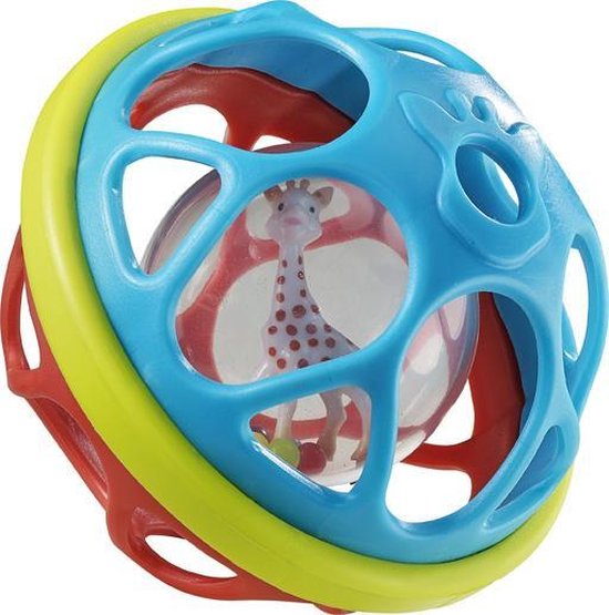 Sophie de giraf Rammel Speelbal - Speelgoedbal - Babyspeelgoed - Vanaf 3 maanden - Ø11 cm - Rood/Groen/Blauw van Merkloos