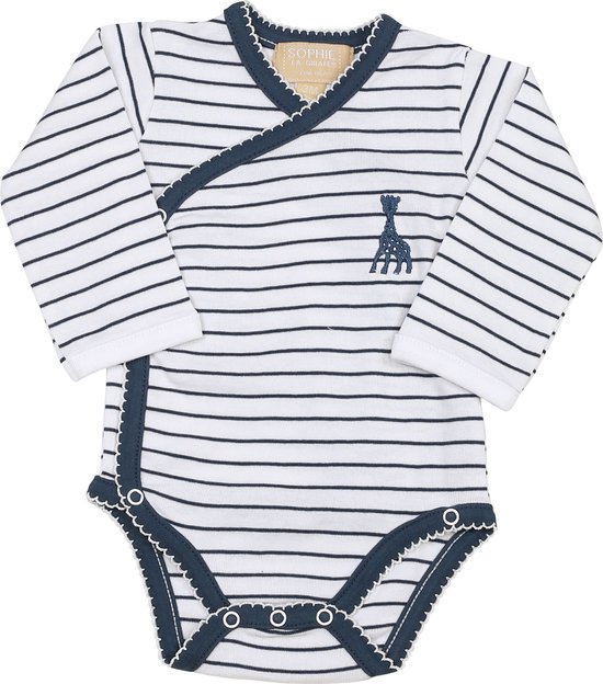 Sophie de giraf - romper - wit - met blauwe streep - met sierrandje - 0 Maand - 50cm van Merkloos