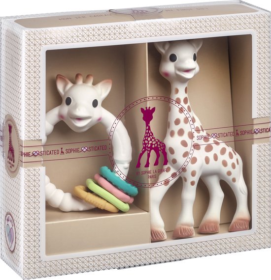 Sophie de giraf Sophiesticated Cadeauset - Baby speelgoed - Sophie de giraf & So Pure Colo'Rings - Kraamcadeau - Babyshower cadeau - 4-Delig van Sophie de Giraf.